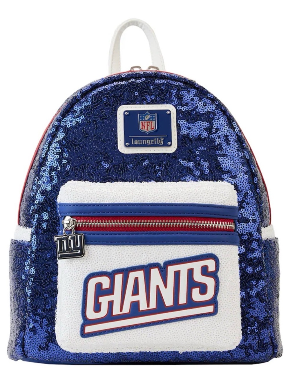Loungefly Blue Sequin New York Giants Mini Backpack with White Front Pocket
